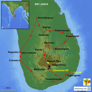 Routenverlauf Fabelhaftes Sri Lanka